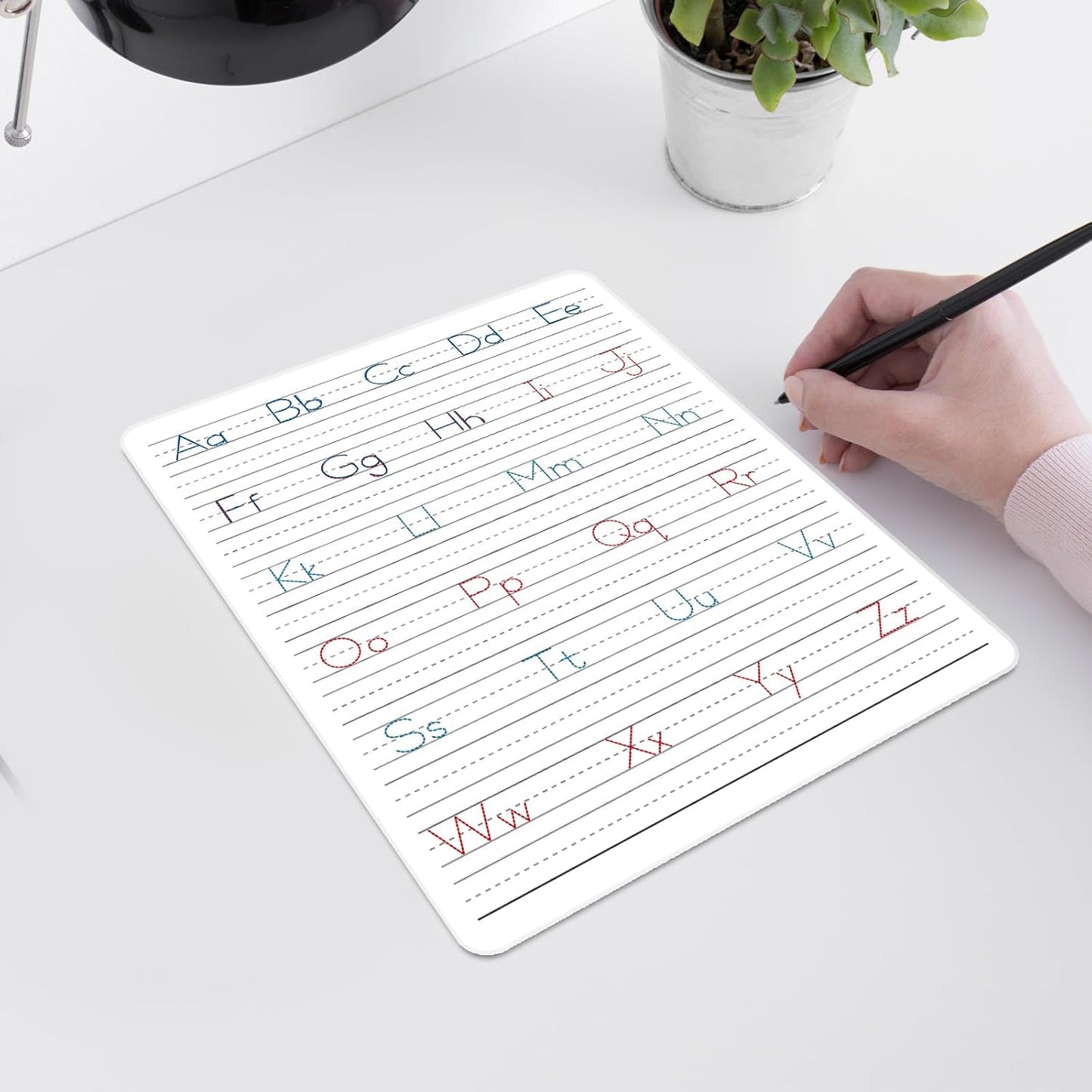 48pcs Dry Erase Board with Lines Handwriting Practice Letter Alphabet Tracing Thickened Whiteboard Must Haves Double Sided Teacher Tool Portable Drawing12 x 9"