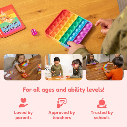 THE FIDGET GAME Sight Words Game - Reading Flashcards and Pop Fidget Toys for Kids K to Second Grade - Learning Activities and Games for High-Frequency Dolch Sight Words - Includes Mats and Dice