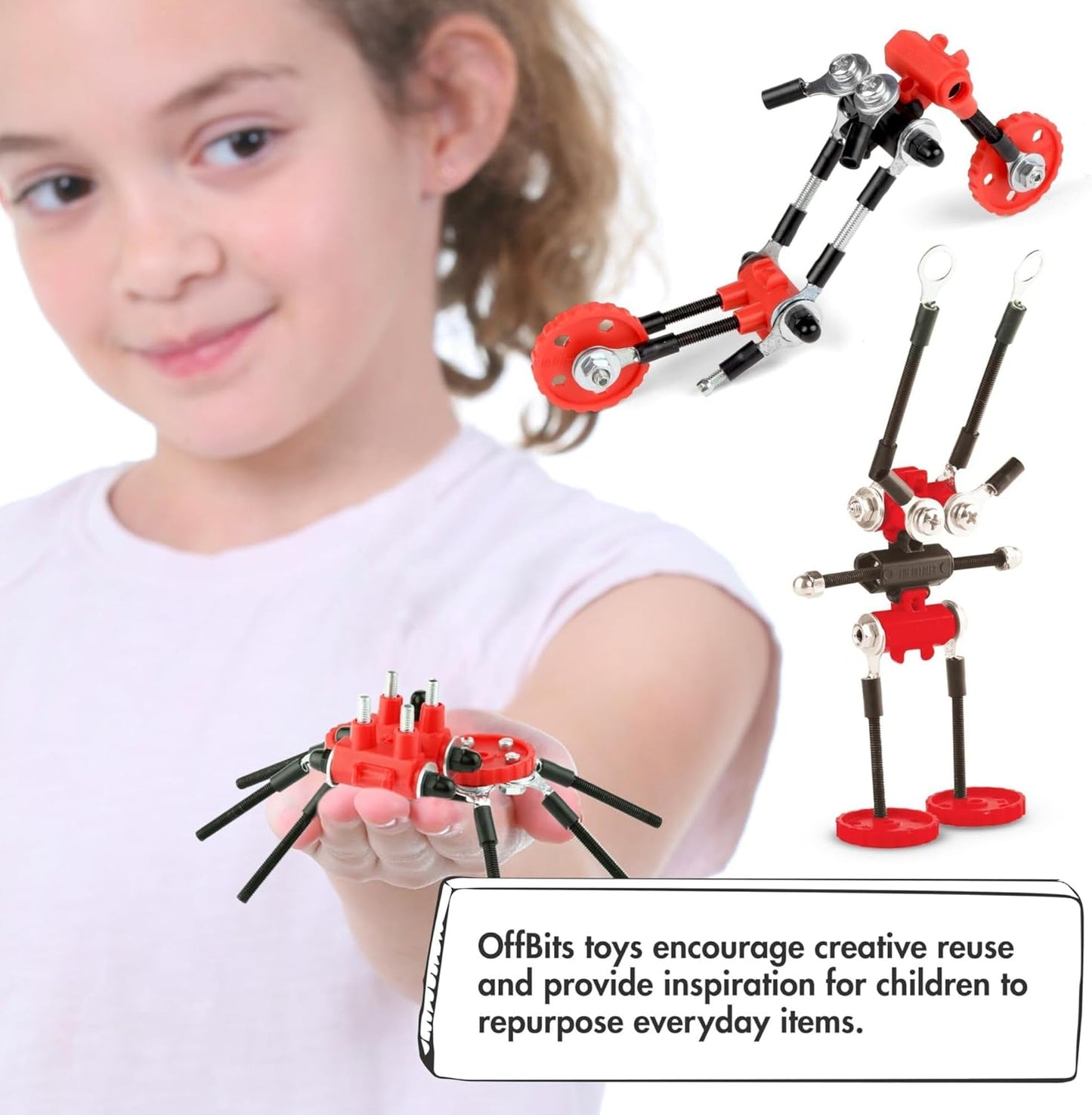 The Off Bits Erector Set: Animal Mini STEM Toys for Kids 6+, Toy Building Sets with Nuts & Bolts, STEM Building Toys Gifts for Boys and Girls (Blue Elephant)