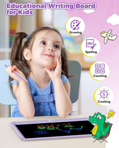 KOKODI 15 Inch LCD Writing Tablet with Anti-Lost Stylus, Erasable Doodle Board Colorful Toddler Drawing Pad, Car Travel School Games Toys for 3 4 5 6 7 8 Kids, Birthday Gift for Girls Boys Blue