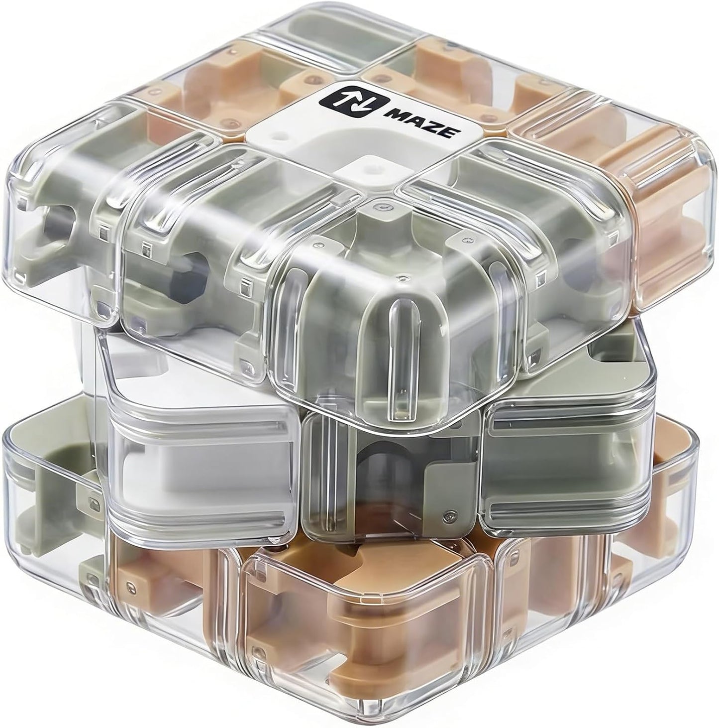 3D Maze Cube Puzzle Toy for Kids & Adults, Transparent Smart Brain Teaser Magic Cube Game, Educational STEM Fidget Toy, Stress Relief Gift for Boys Girls Ages 6-12