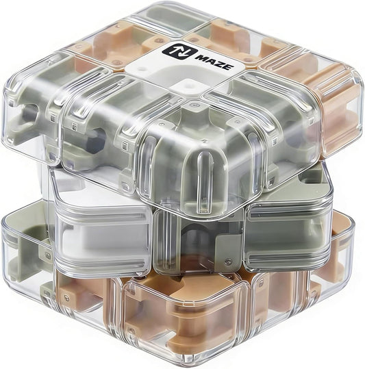 3D Maze Cube Puzzle Toy for Kids & Adults, Transparent Smart Brain Teaser Magic Cube Game, Educational STEM Fidget Toy, Stress Relief Gift for Boys Girls Ages 6-12