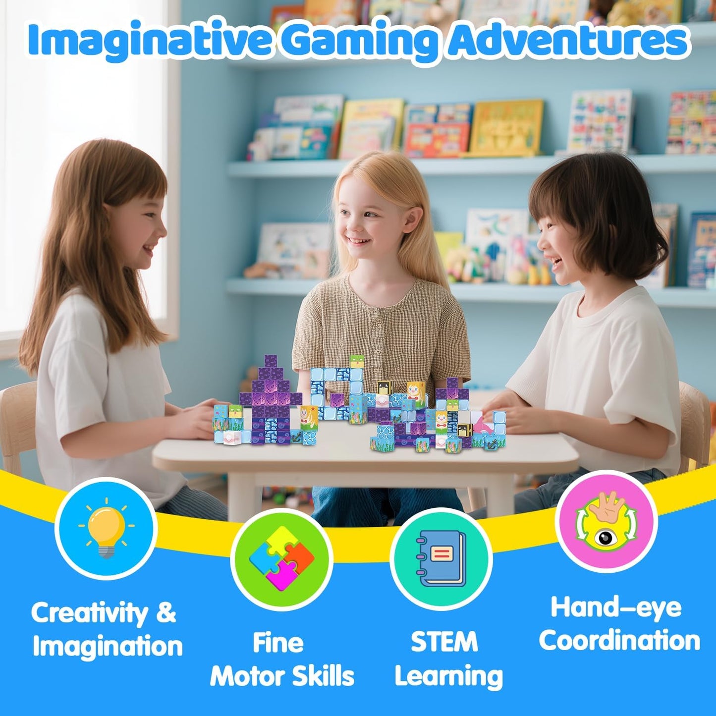 Magnetic Blocks Toys for Kids, 100 PCS Building Blocks Cubes, Stacking Magnetic Tiles Toys for Kids Toddlers Boys Girls Ages 3 4 5 6 7 8-12 Birthday Gifts Party Supplies (Underworld)