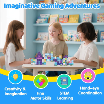 Magnetic Blocks Toys for Kids, 100 PCS Building Blocks Cubes, Stacking Magnetic Tiles Toys for Kids Toddlers Boys Girls Ages 3 4 5 6 7 8-12 Birthday Gifts Party Supplies (Underworld)