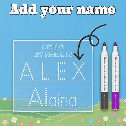 Personalized Name Practice Trace Board Custom Name Tracing Dry Erase Board Customized Rewritable Acrylic Alphabet and Number Handwriting Sign for Boys Girls School 5 * 7 inch