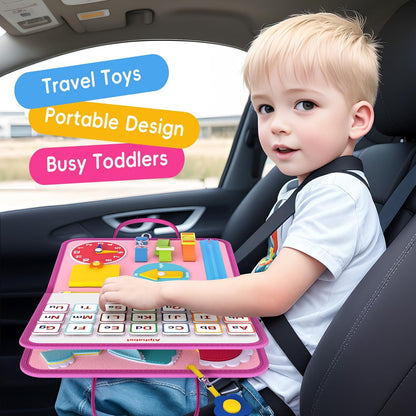 Freebear Busy Board Toddler Travel Toys Sensory Toys for Toddlers 1 2 3 4, Montessori Learning Toys for Toddlers Activities Board, Educational Toys for 3 4 Year Old Boys Girls Gift, Dinosaur