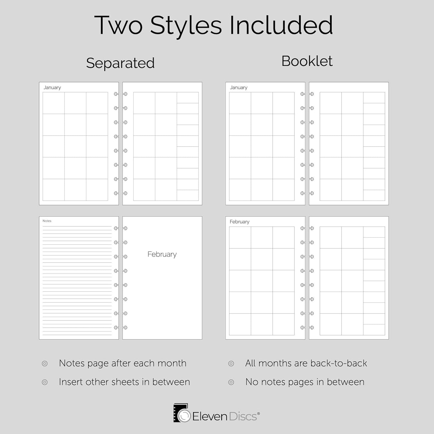 Eleven Discs Discbound Paper, Junior Size Mileage Log Sheets - Premium 120gsm Heavyweight Notebook & Planner Refills - 8 Discs, 5.5 x 8.5 in - Punched for Circa, Arc, TUL (50 Sheets)