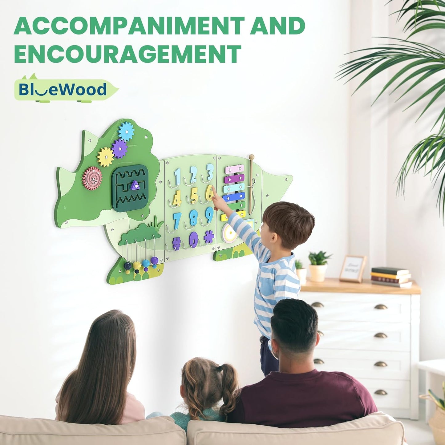 BlueWood Wooden Wall Busy Board Panels, Toddler Learning Activity Center, Montessori Philosophy Sensory, Educational Toys, Conducive to All-Round Development - Whale