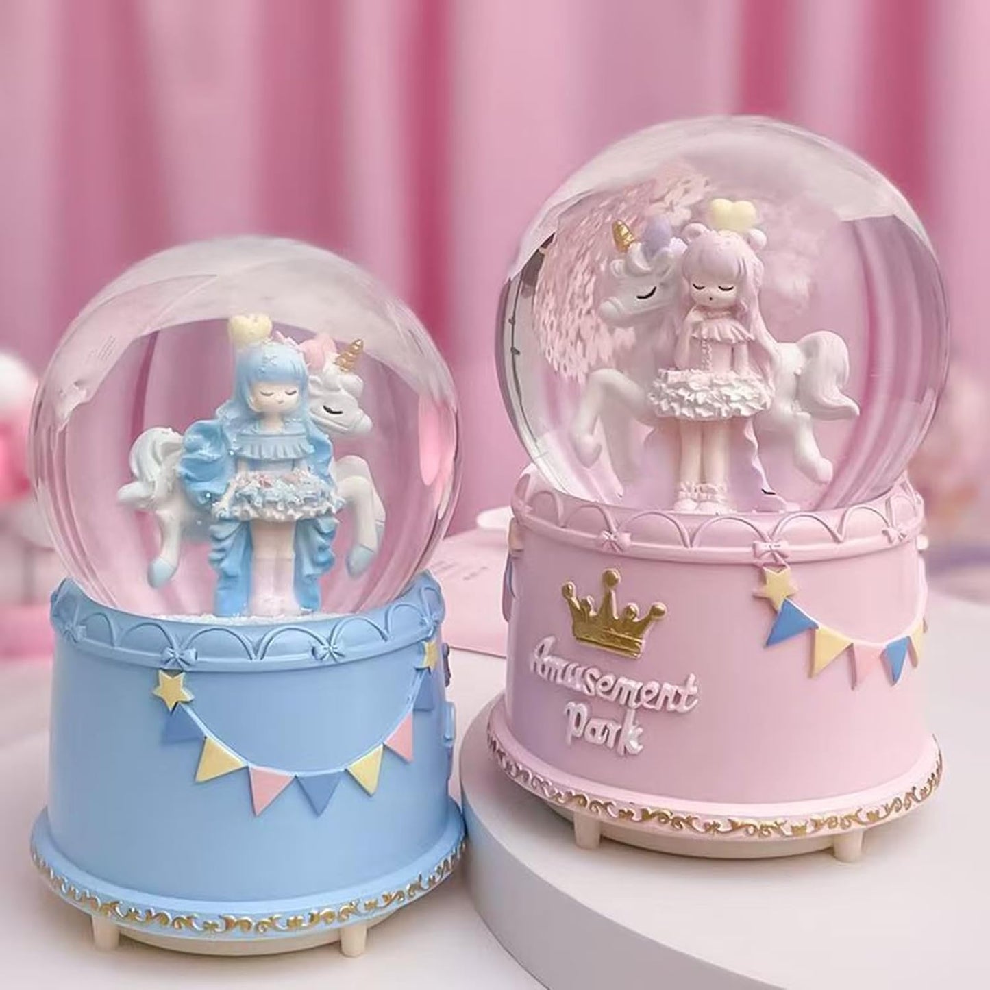 Unicorn Snow Globes for Girl,6.5IN Pink Music Snowglobes with LED Lights and Automatic Snowfall,Home Decor Glass Ball for Kids Bedroom Birthday for 5-18 Year Old Girl(6.5x4.1IN
