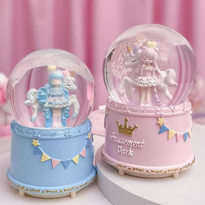 Unicorn Snow Globes for Girl,6.5IN Pink Music Snowglobes with LED Lights and Automatic Snowfall,Home Decor Glass Ball for Kids Bedroom Birthday for 5-18 Year Old Girl(6.5x4.1IN