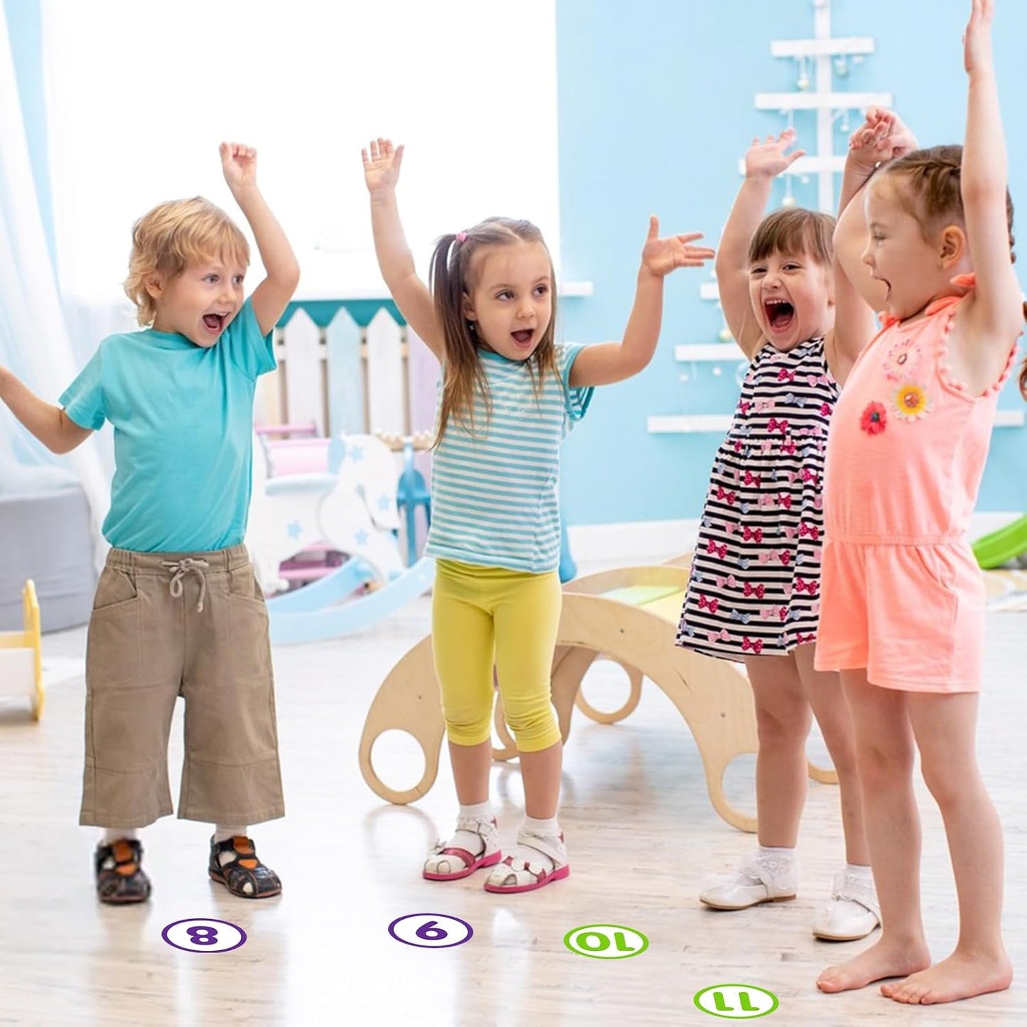 FaCraft Boho Line Up Spots for Classroom Floor - 48Pcs Floor Numbers for Classroom Lining Up Waterproof Number Stickers Markers for Preschool Kindergarten Elementary Back to School Teacher Must Haves
