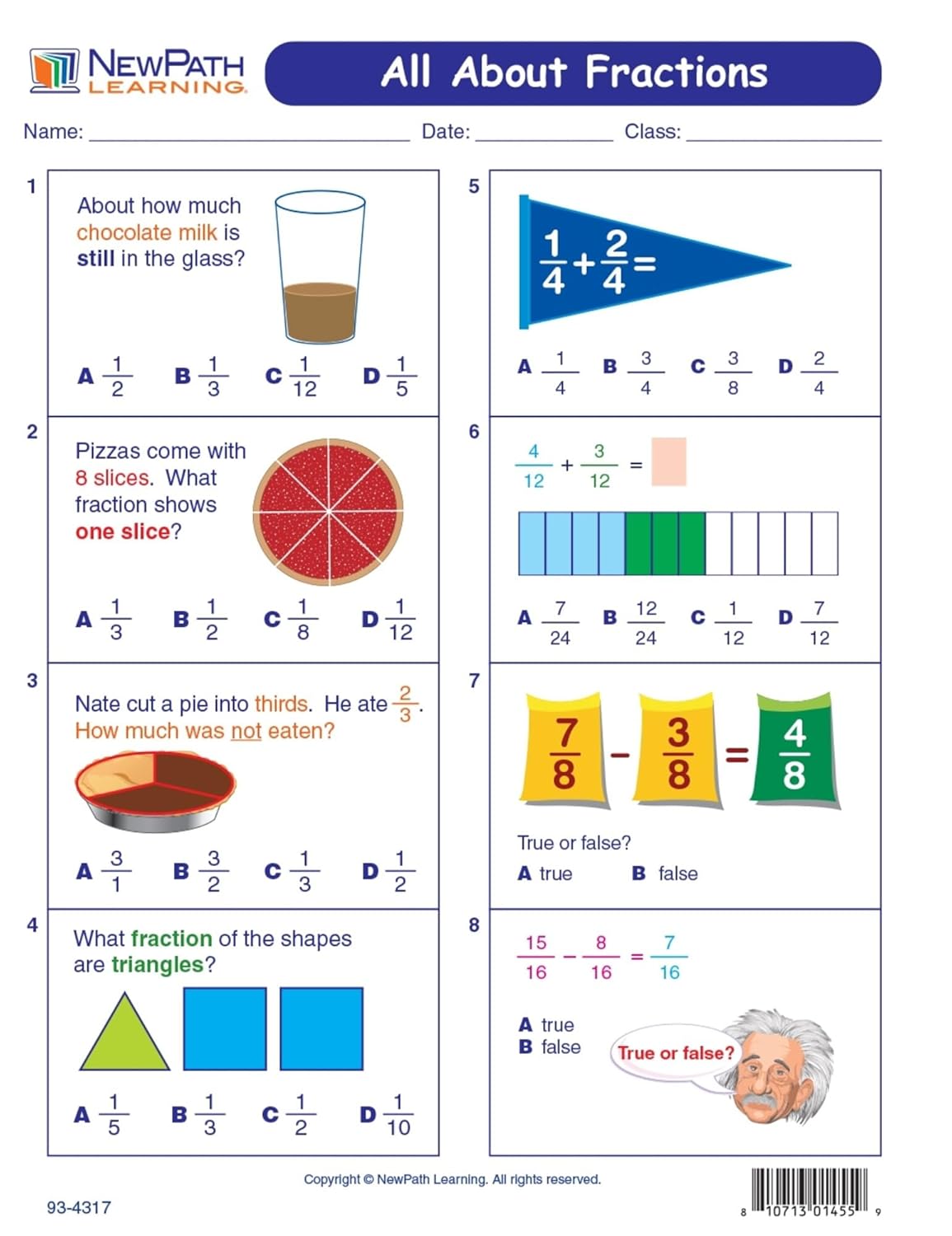 NewPath Learning Fraction Tiles Activity Kit, Grades 3 to 5