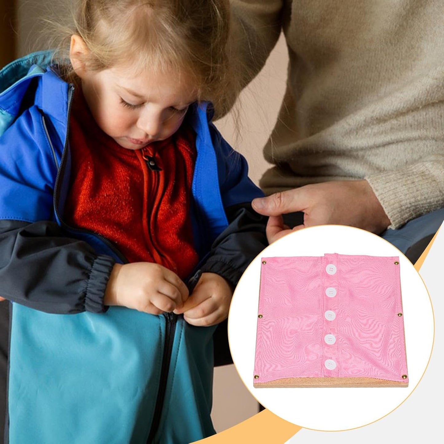 Educational Early Learning Tool Dressing Frame for 2-8 Years Old Learn to Dress Practice Skills Development Toy, Zipper