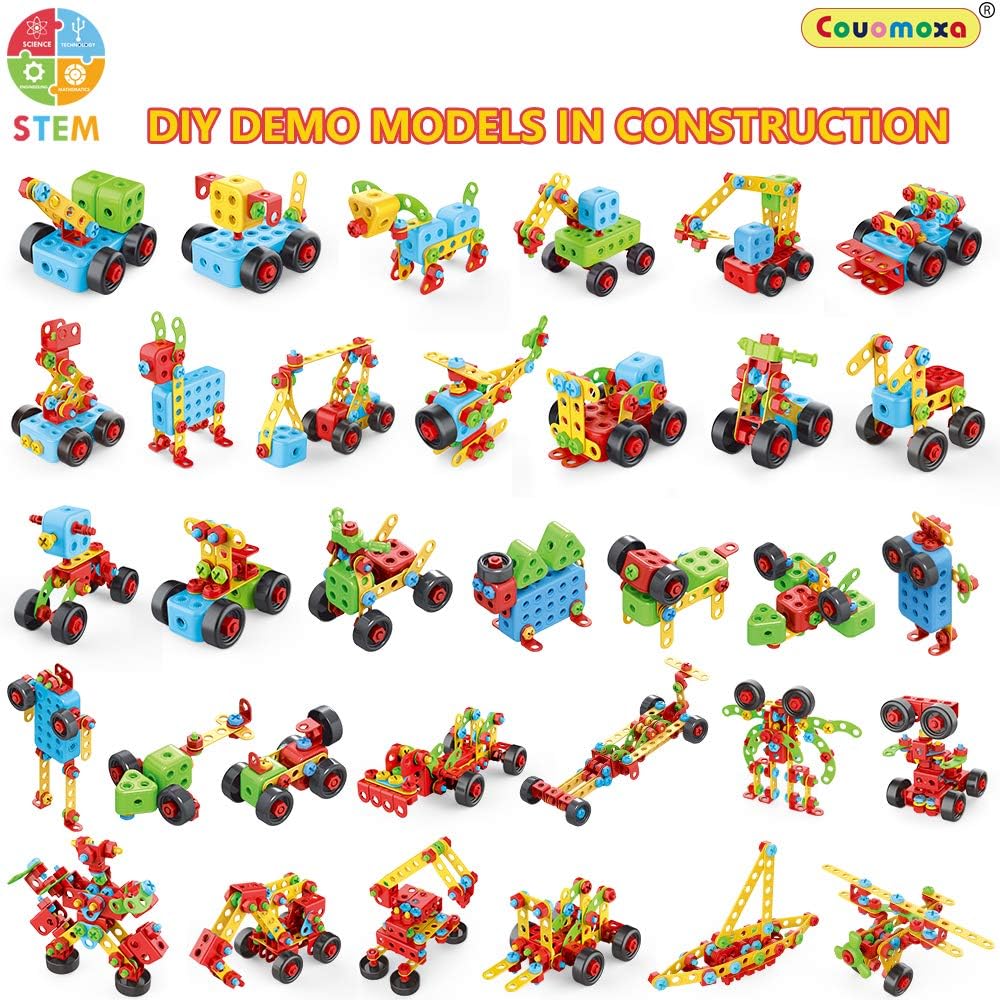 COUOMOXA 404 Pcs Building Toys STEM for Kids: 62 DIY Demo Models Construction Creative Set - Educational Toy for 5 6 7 8 9 10+ Years Old Kids Home School - Birthday Gift for Boys Girls