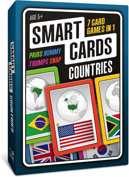 SMART CARDS DINOSAURS Card Game - Matching Pairs, Snap, Trumps, Rummy, Happy Families (7 Games To Play) | Travel Game, Gift, Stocking Stuffer | for Adults, Kids, Boys, Girls | Age 5+, 1-8 Players