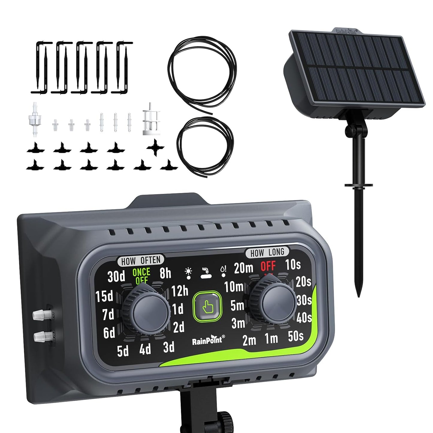 RAINPOINT Easy-Setup Solar,Rechargeable,USB-C Powered Automatic Drip Irrigation Kit System for Garden Outdoor/Indoor,Plant Waterer Device Balcony Patio Grow Tent Greenhouse Indoor Water 10-20 Plants