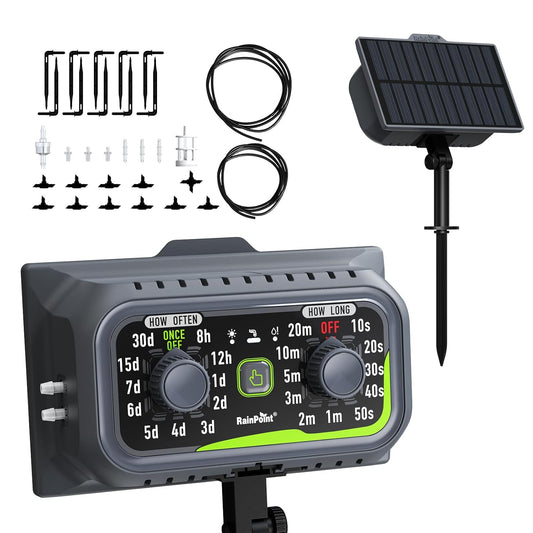 RAINPOINT Easy-Setup Solar,Rechargeable,USB-C Powered Automatic Drip Irrigation Kit System for Garden Outdoor/Indoor,Plant Waterer Device Balcony Patio Grow Tent Greenhouse Indoor Water 10-20 Plants