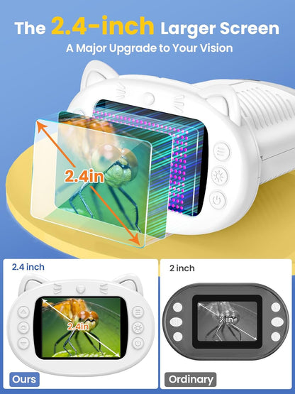 Microscope for Kids, 2.4 Inch Digital Microscope with 1000X Magnification, Handheld Camera Mini Pocket Magnifying Glass, Educational Birthday Gifts Toys for Ages 3+, Blue