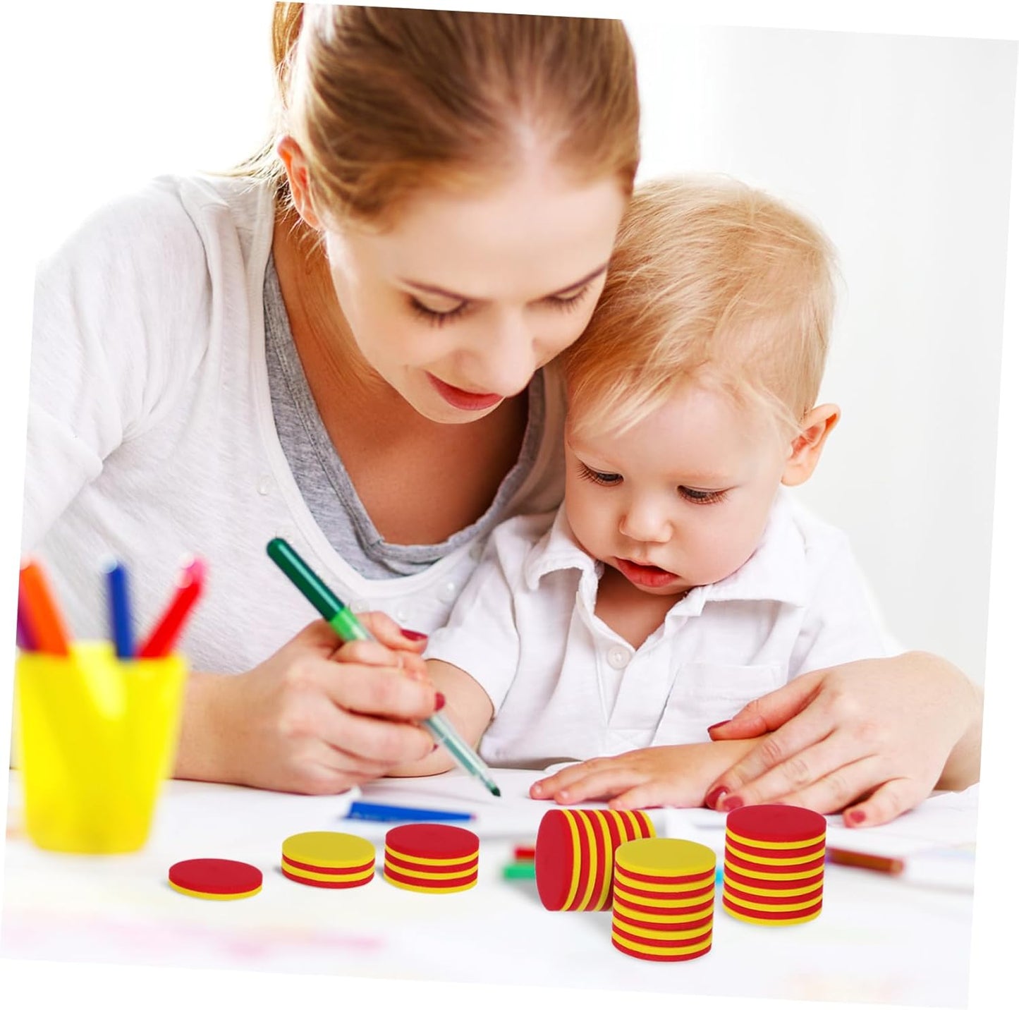 BESPORTBLE 2sets Discs Math Learning Counters Math Addition Math Counters Counting Blocks for Counting Blocks for Math Tokens Color Counting Chips 100pcs*2