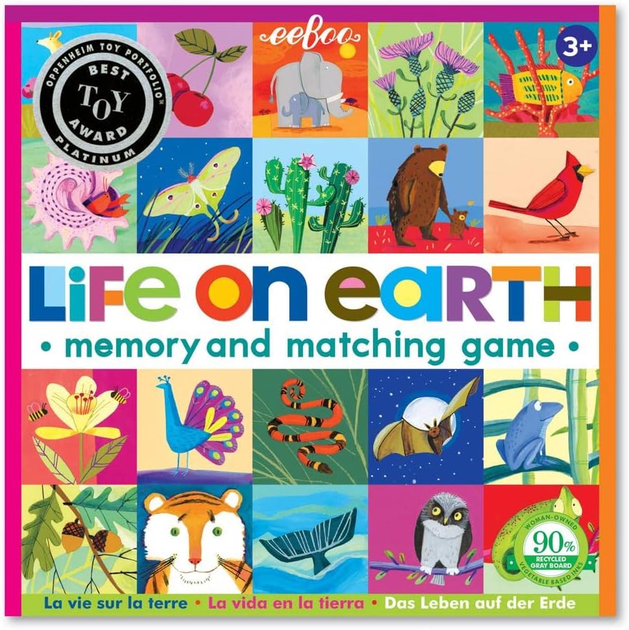 eeBoo: Memory and Matching Game - Life on Earth- 24 Pairs, Develops Recognition, Concentration, Memory & Vocabulary Skills, Age 3+
