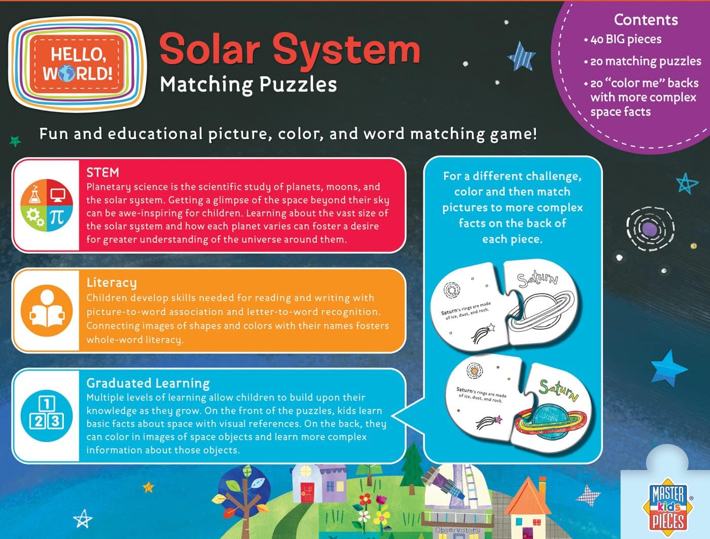 MasterPieces Hello, World - Solar System Matching Puzzle - Educational Game - Kids
