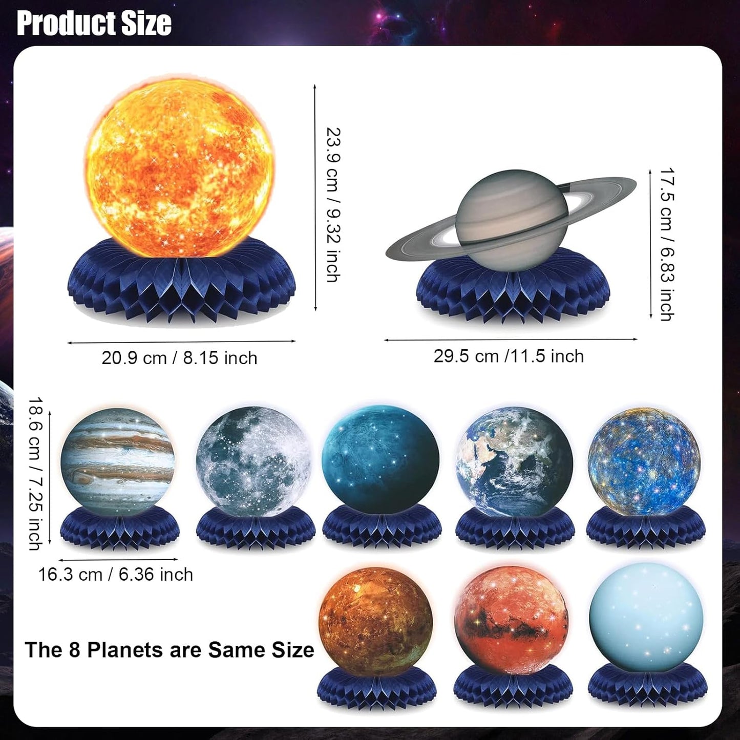 Space Theme Party Decorations Solar System Planets Honeycomb Centerpieces for Tables - 10 Piece Galaxy Planets Space Models for Outer Space Party Decoration Supplies, Astronomy Education