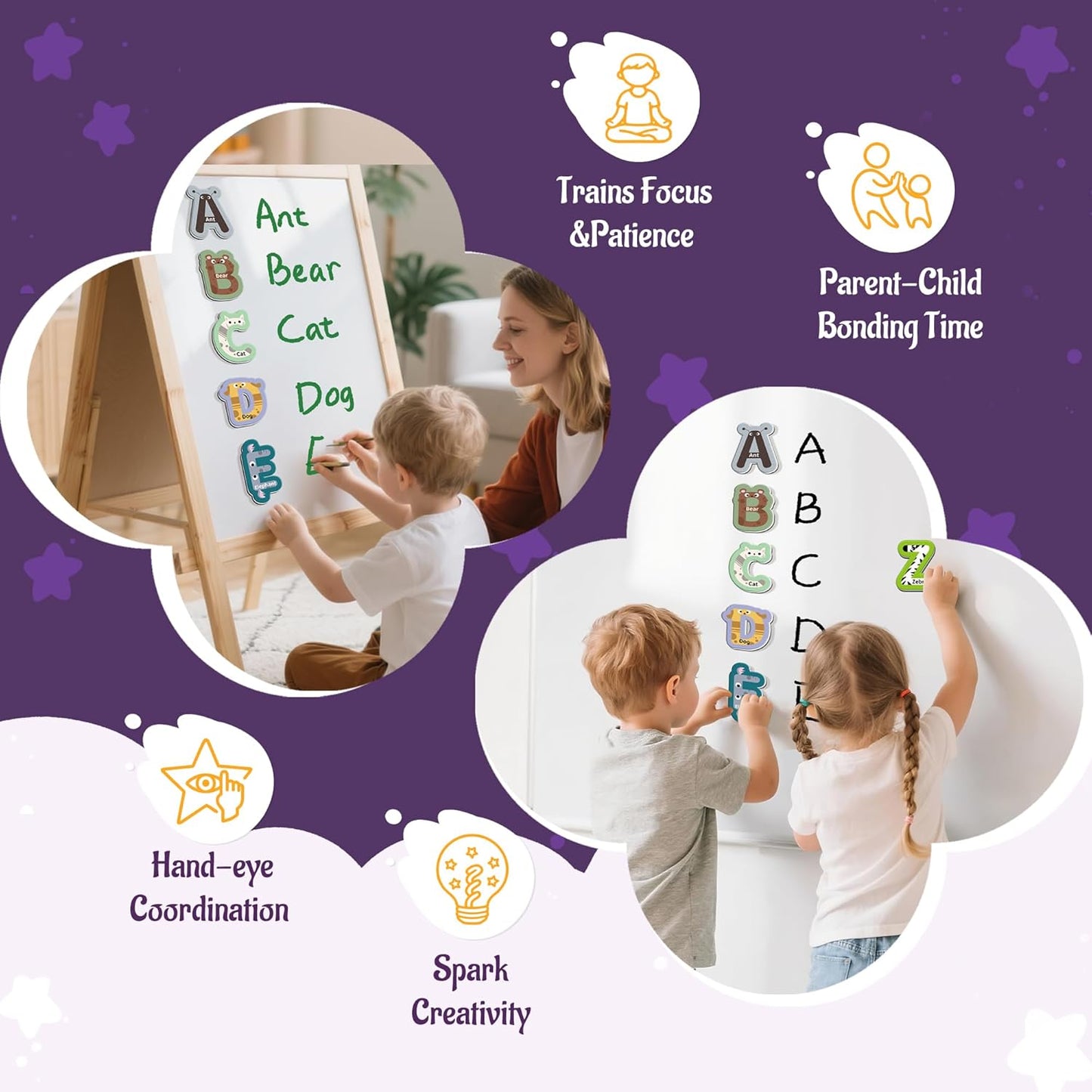 26 Pieces Large Magnetic Letters for Fridge, Capital A-Z Alphabet Magnets for Toddlers 1-3, Large Magnetic Letters for Fridge & Whiteboard, Alphabet Magnets for Toddlers 1-3
