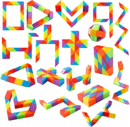 Yeetec Fidget Snake Cube Kids Party Favors Rainbow Twist Puzzle Toy for Christmas Stocking Stuffers Party Bag Fillers and Supplies School Prize Toys and Gifts (30)