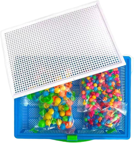 Colaxi Mushroom Nails Pegboard 296pcs – Early Learning Sorting Toy for Boys & Girls, Fine Motor Skill Development with Stacking Pegs, Storage Basket – Preschool Montessori Activity