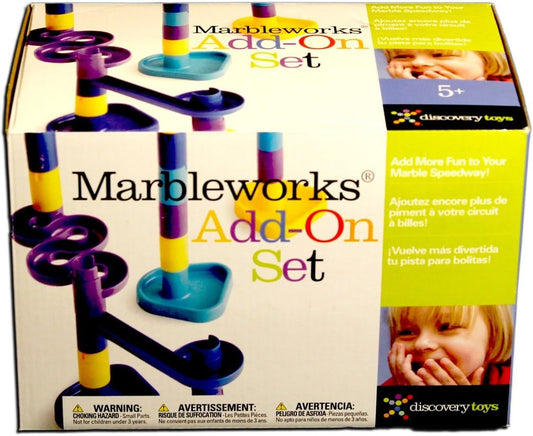 Discovery Toys MARBLEWORKS Add-On Set | Additional Pieces Compatible with Our Starter, Deluxe, Ultra Deluxe Sets (Not Included) | Comes with 30 Colorful Posts, 2 Bases, 3 Ramps, 6 Marbles