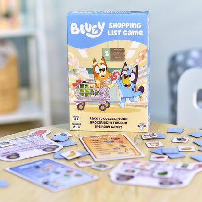 Bluey Shopping List Game, Join Bluey, Bingo, Bandit & Chilli On A Fun Supermarket Adventure, Race to Fill Your Trolley in This Fun Memory and Matching Game, for Ages 3+, 2-4 Players