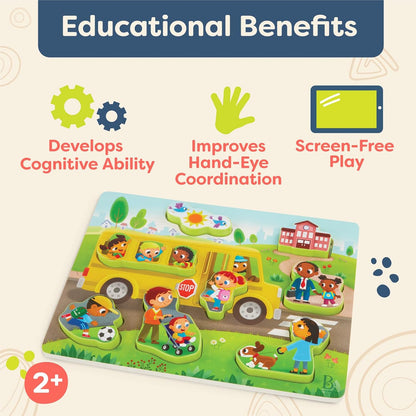 B. toys – Peek & Explore – School BusChunky Puzzle for Toddlers,Educational & Developmental Toys for Kids – 2+ Years