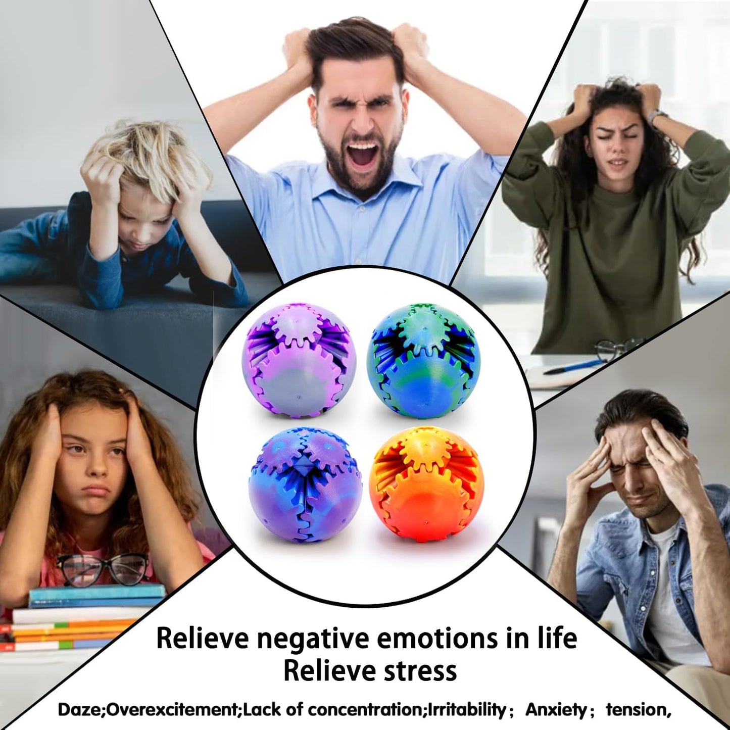 6 Pack Orbit Ball Toy, Fidget Cubes Top Spinning Toy, Great Party Favor Gifts & Creative Decompress Toys, Puzzle Games as Stress Relief Gifts for ADHD Kids Children's Day Gifts