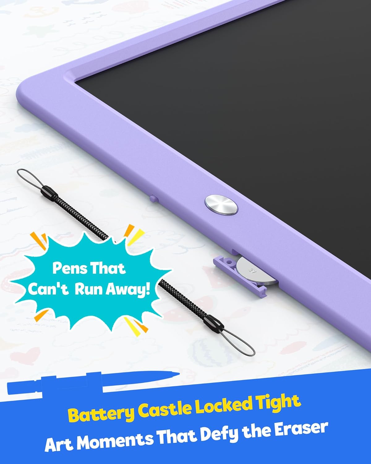 TEKFUN LCD Writing Tablet for Kids, 10-inch Coloring Drawing Pad, Mess Free Doodle Board, Airplane Travel Toys for Boys and Toddlers, Road Trip Essentials, Gifts for 3 4 5 6 7 8 Year Old Girls(Blue)