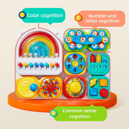 auby Busy Board 3.0 Detachable & Assemblable Educational Sensory Toy for Toddlers 1-6 – Portable Learning Activity Board with 7 Travel-Friendly Tools, Fine Motor Skills Development