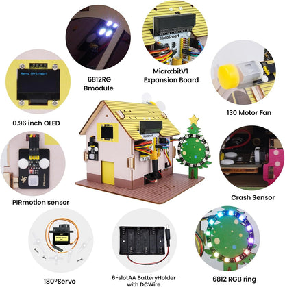 microbit Smart Home for microbit V1 and V2,STEM Education DIY Coding Kit with Online Tutorial,Programming Electronics Kit for Teens Adults(Without Micro:bit and AAA Battery)