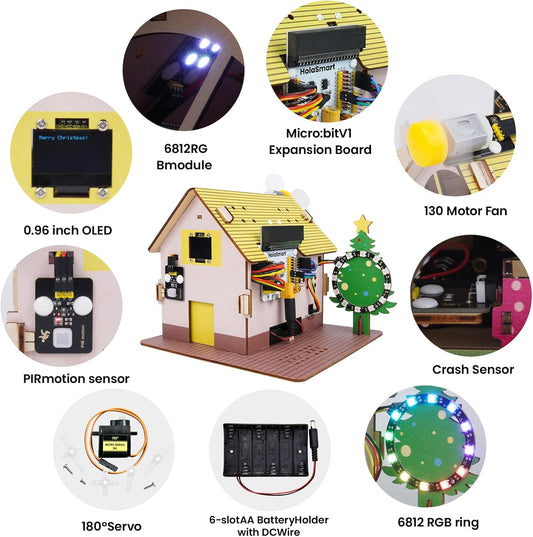 microbit Smart Home for microbit V1 and V2,STEM Education DIY Coding Kit with Online Tutorial,Programming Electronics Kit for Teens Adults(Without Micro:bit and AAA Battery)