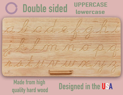 Cursive Alphabet Tracing Board Montessori Toys for 3 Year Old up-Reversible Uppercase and Lowercase-Homeschool Supplies and Preschool Toys-Letter Tracing Learn to Write