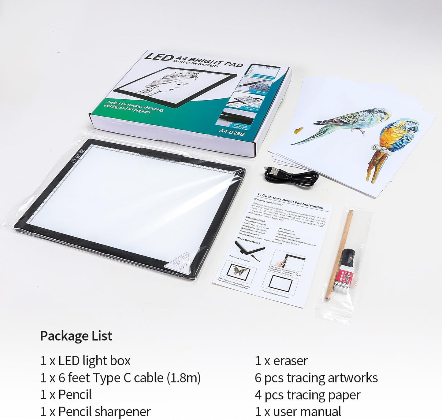 Rechargeable A3 Light Pad for Diamond Painting,Tracing Light Box with Stand and Clip,3 Colors Stepless Dimmable and 6 Levels of Brightness Light Board for Artists,Drawing,Sketching,Animation