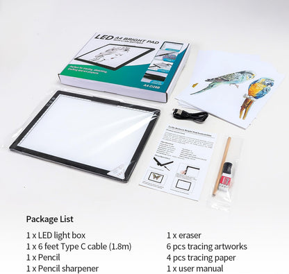 Rechargeable A3 Light Pad for Diamond Painting,Tracing Light Box with Stand and Clip,3 Colors Stepless Dimmable and 6 Levels of Brightness Light Board for Artists,Drawing,Sketching,Animation