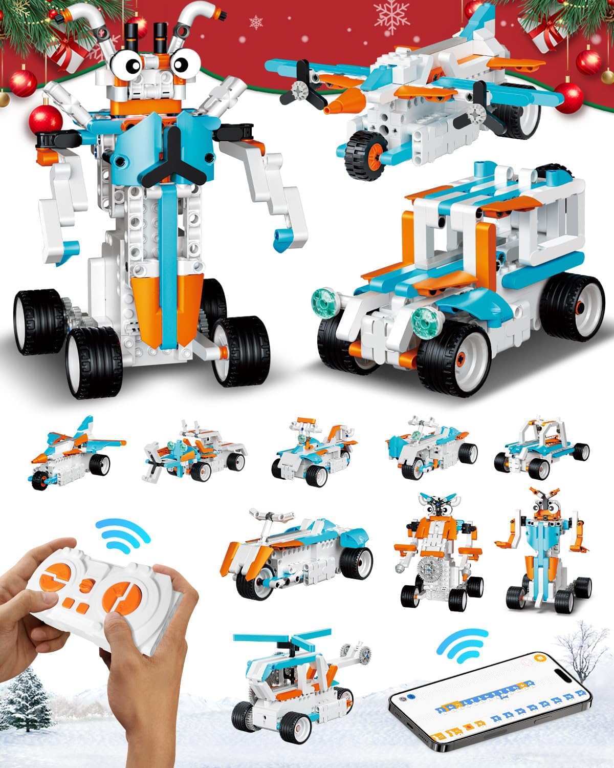 Robot Building Kits for Kids, Stem Toys for Boys Age 8-12, APP & Remote Control Educational Coding Building Sets, Programmable Robot for Kids, Rechargeable Robotic Kit Gifts for Girls Boys