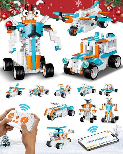Robot Building Kits for Kids, Stem Toys for Boys Age 8-12, APP & Remote Control Educational Coding Building Sets, Programmable Robot for Kids, Rechargeable Robotic Kit Gifts for Girls Boys