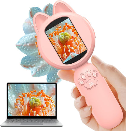 Leipan Magnifying Glass for Kids, 100X Handheld Microscope with 2" LCD Scrren, Kids Magnifer with 8 LED Lights, Christmas Birthday Gifts for Children