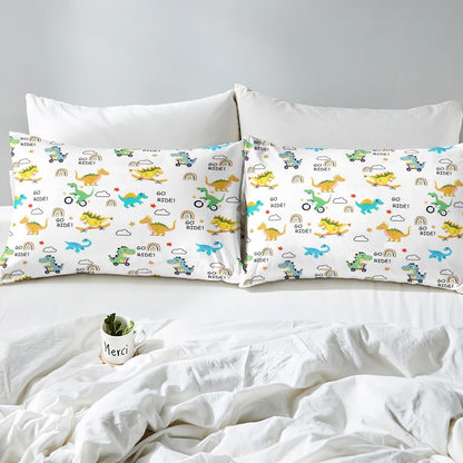 Manfei Musical Kids Fitted Sheet Full Size, MusicalGuitar Radio Drum Kit Headset Print Bedding Set 3pcs for Boys Girls, Rock Music Bed Cover with 2 Pillowcases, Soft Polyester Bedding, No Top Sheet