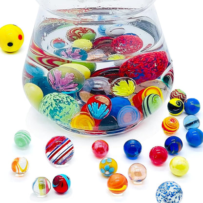 20 Vintage Marbles Bulk for Kids Ages 4-8-12 Hobbyist for Marble Run Track Game Small Marbles Game Toy (16mm) (20pcs)