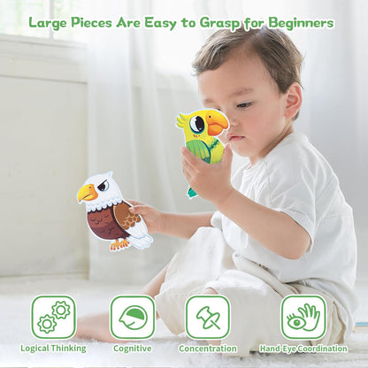 TOI Large Piece Toddler Puzzles for 2-4 Years Old, 4 Packs Beginner Puzzles for Toddlers, Kids Big Shape Preschool Learning Puzzle for Boys Girls Gift, Farm Animals
