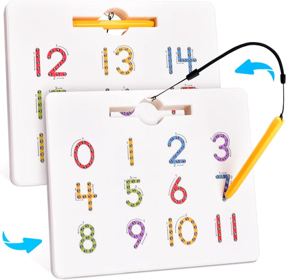 GAMENOTE Double Sided Magnetic Letter & Number Board Set - Alphabet & Numbers Tracing Board for Toddlers, ABC Uppercase & Lowercase Practicing, Math Learning, Educational Toys for Kids