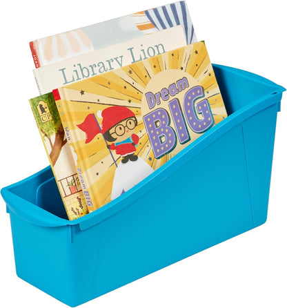 ECR4Kids Linking Plastic Storage Book Bin, Multipurpose Organization, Neon Purple, 10-Piece