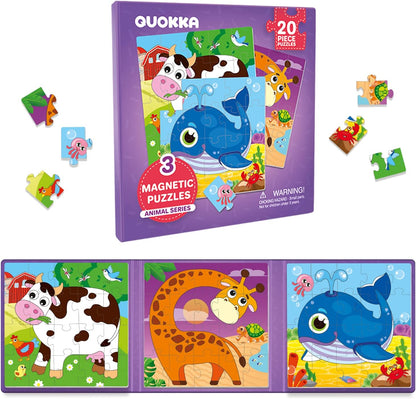 QUOKKA Magnetic Puzzles for Kids Ages 4-6 – Magnetic Fractions Learning Set for Kids 6-12 – Math Games for Homeschooling, Classrooms & Travel – 110 Magnets, 12 Task Pages, Marker – Toddler Travel Toys