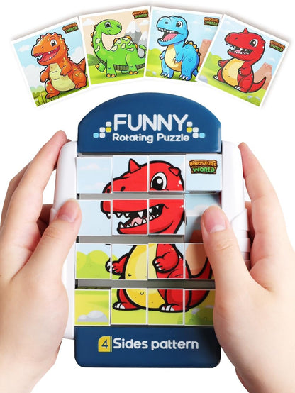 16-Piece Rotating Puzzles for Kids 4-6, Toddlers Puzzles 2-4, Road Trip, Airplane Activities Game, Travel Toys - Brain Teaser, Fine Motor Skills, Birthday Gifts Boys & Girls - Transportation